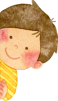 覗く男の子黄色 覗く男の子黄色